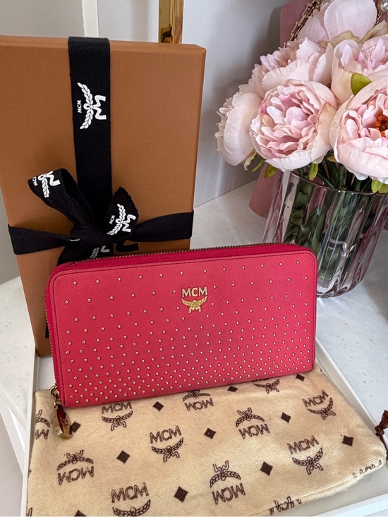 MCM Handbags - MCM EUC gorgeous Rose colored Studded Wallet w dust bag gift box